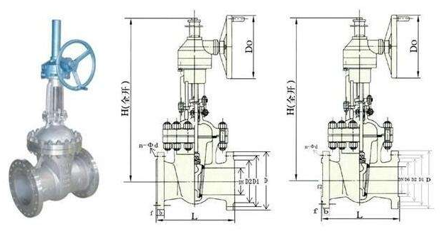 Z543H导流孔平行式闸阀结构图 Z543H导流孔平行式闸阀结构图
